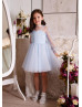 Sky Blue Polka Dot Tulle Flower Girl Dress Baby Tutu Dress